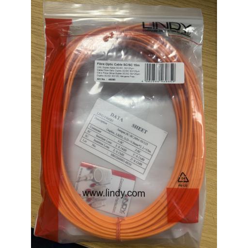 Lindy Fibre Optic Cable - SC to SC, 50/125μm, 15m