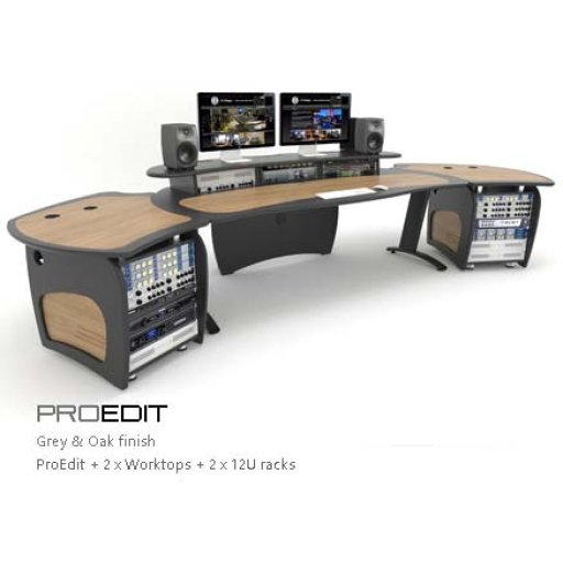 AKA Design ProEdit (E) Desk with 2 x Worktop & 2 x 12u Rack